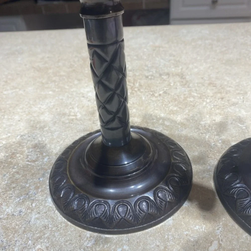 Pair of‎ Brass Decorative Palm Tree Candle Sticks 9 X 5 Made in India 690
